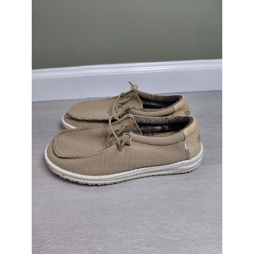 Hey Dude Wally Sport Mesh Tanwhite Men Size 7 Loafers Shoes